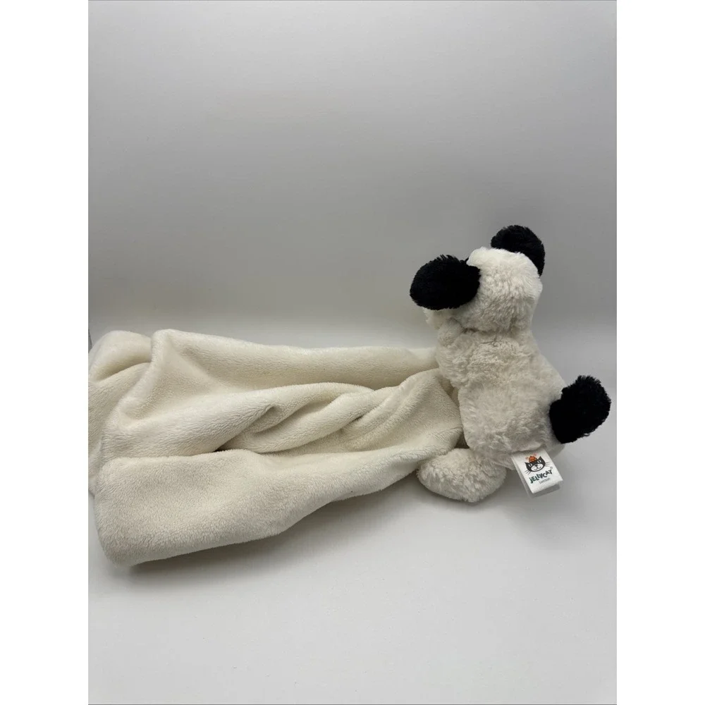 Jellycat Bashful Puppy Dog Baby Lovey Black Spotted Cream Plush Security Blanket